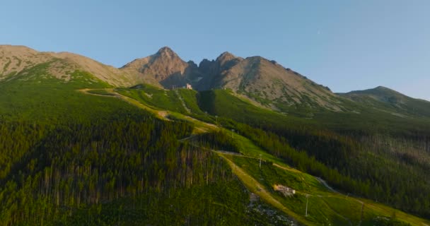 Aerial View Mountain Lomnitsky Shield Beautiful Mountain Landscape Summer Tatra — Stock Video