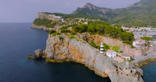 Scenic Aerial View Mountainous Region Majorca Cliffs Panoramic View Mirador — стоковое видео