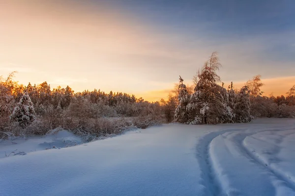 Beau coucher de soleil d'hiver — Photo