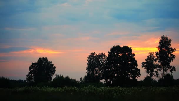 Sombere zonsondergang met dramatische hemel — Stockvideo