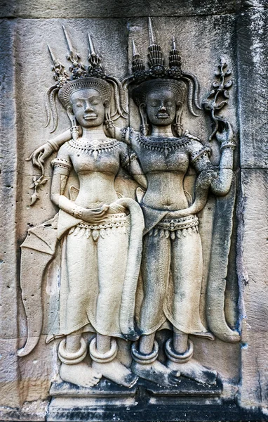 Apsara an der wand von angkor wat — Stockfoto