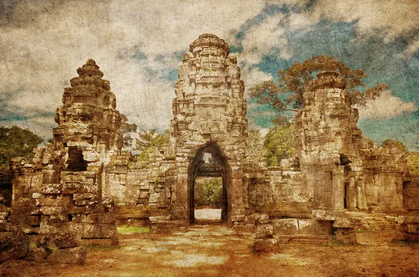 Ancient buddhist khmer temple in retro style — Stock Photo, Image