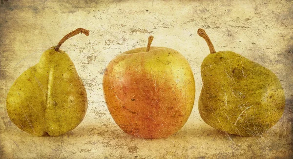 Apple and pears in grunge — Stock Photo, Image