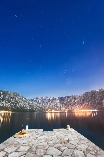 Night on the stones beach. Montenegro — Stock Photo, Image