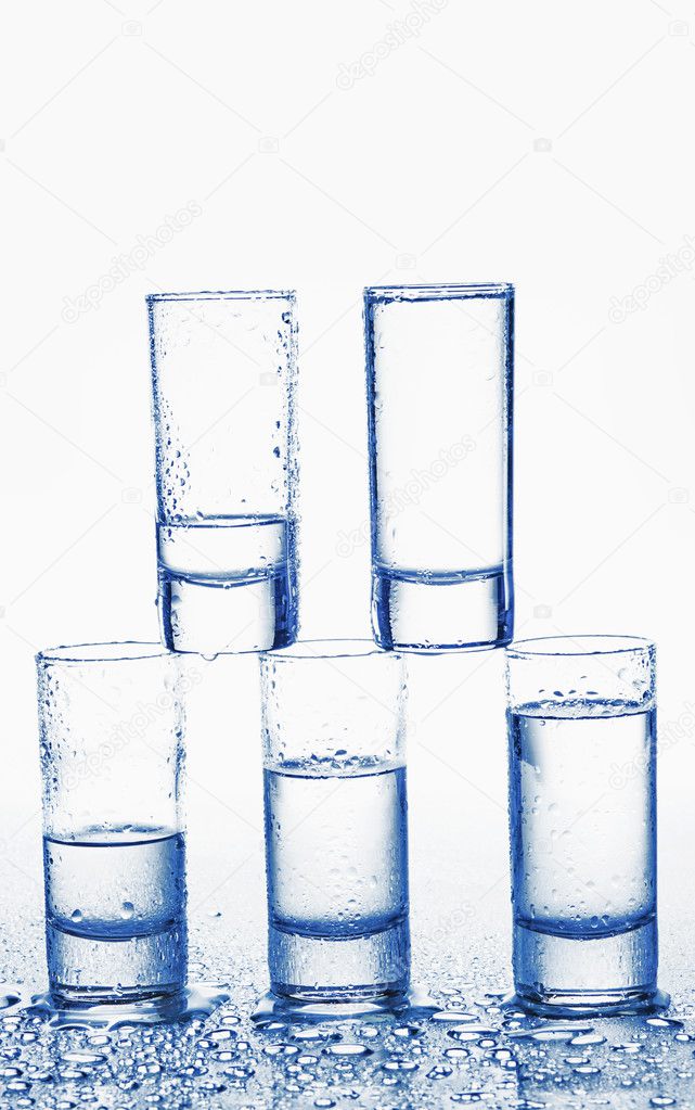 Shot glasses of vodka