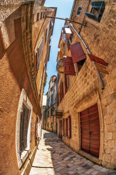 Fish-eye view of the old city on sky background — Stock Photo, Image