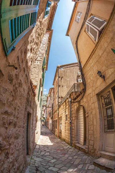 Fish-eye view of the old city on sky background — Stock Photo, Image