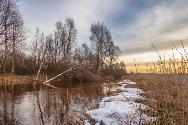 Paisaje de primavera temprana con el río — Foto de Stock