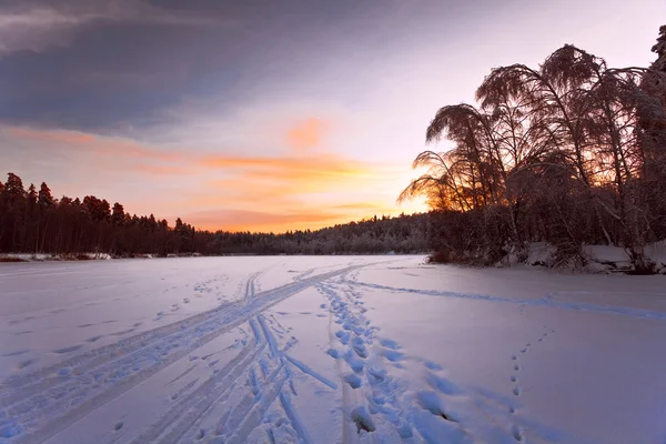 Vackra vinter sunset — Stockfoto