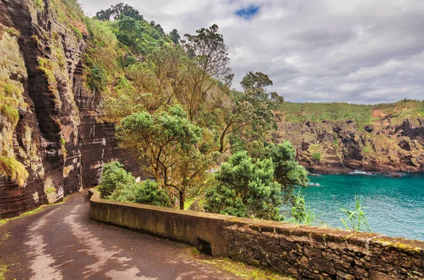Increíble Vista Océano Atlántico Con Rocas Isla Sao Miguel Azores — Foto de Stock