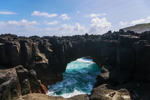 Úžasný Atlantický Výhled Oceán Skalami Ostrova Sao Miguel Azory Portugalsko — Stock fotografie