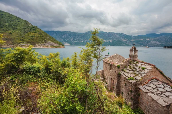 Stone Old Church Gloomy Sky Clouds Montenegro — Stock Photo, Image