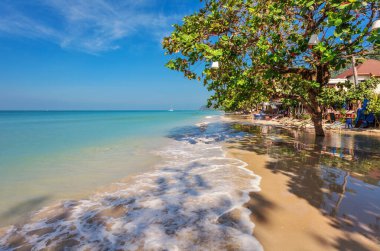 Koh Chang adasındaki beyaz kumsal. Tayland.