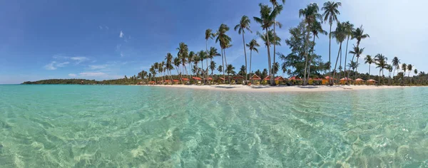 Panorama Praia Tropical Com Palmeiras Ilha Koh Kood Tailândia — Fotografia de Stock