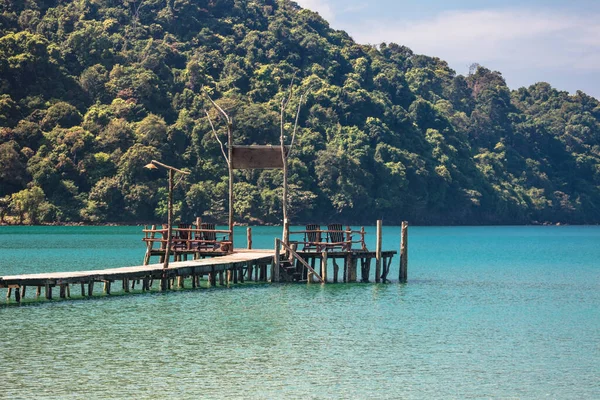 Holzsteg Tropischen Strand Koh Kood Trat Thailand — Stockfoto