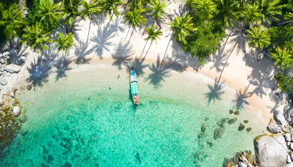 Luchtfoto Tropisch Strand Sai Nuan Koh Tao Thailand Rechtenvrije Stockafbeeldingen