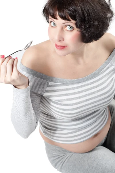 健康的なライフ スタイル ヨーグルト食品を食べる女性 — ストック写真