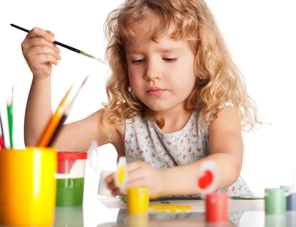 Menina, desenha tinta — Fotografia de Stock