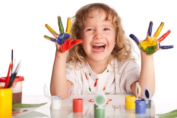 Menina, desenha tinta — Fotografia de Stock