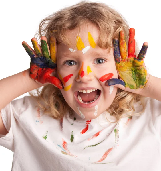 Menina, desenha tinta — Fotografia de Stock