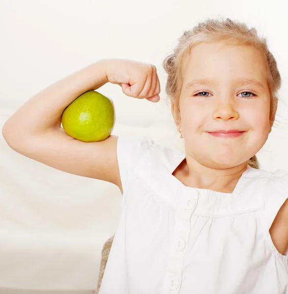 Niño con manzanas — Foto de Stock