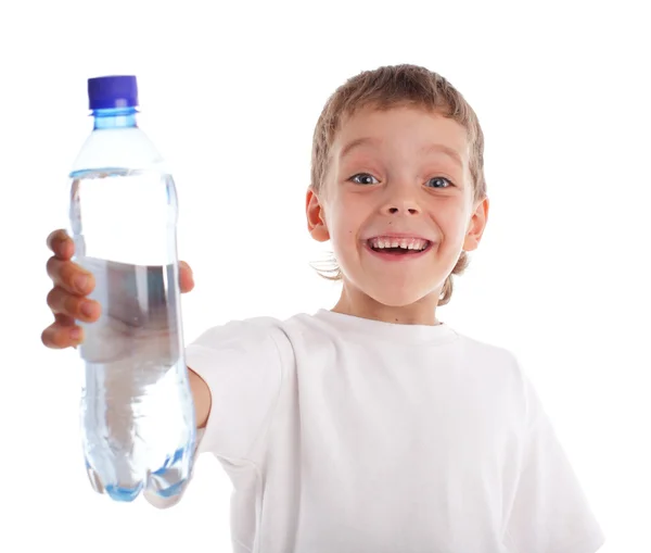 Filhote com uma garrafa de água — Fotografia de Stock