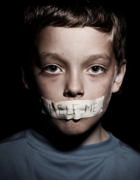 Boy begging for help — Stock Photo, Image