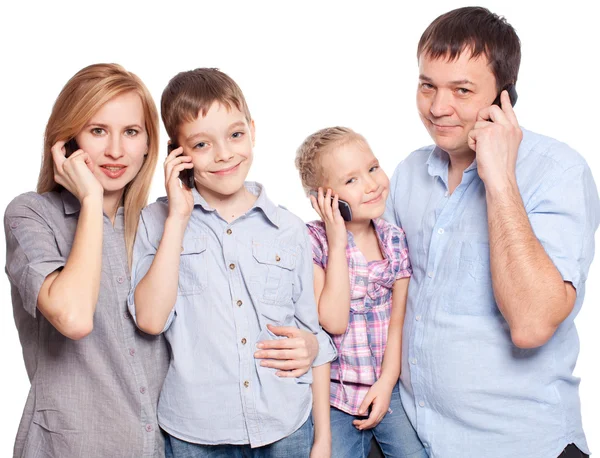 Familia, hablando por teléfono — Foto de Stock