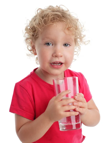 Dziecko z szklance wody — Zdjęcie stockowe