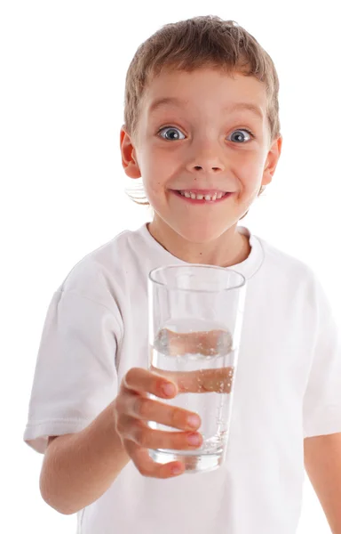 Child with water in glass — Stock Photo, Image