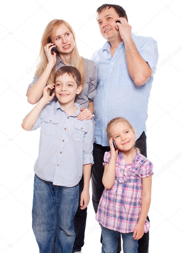 Family, speaking on the phone