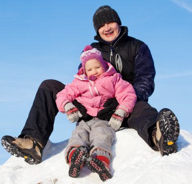 winter Park çocuk ile baba