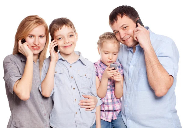 Familia, hablando por teléfono — Foto de Stock