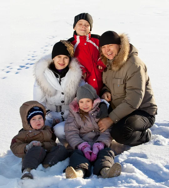 Familjen på vintern — Stockfoto