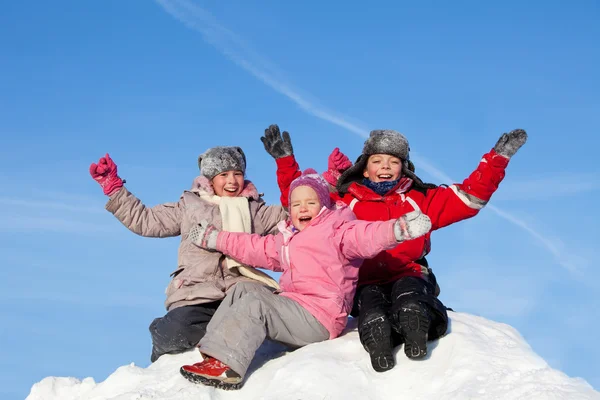 Children against the sky in winter Stock Image