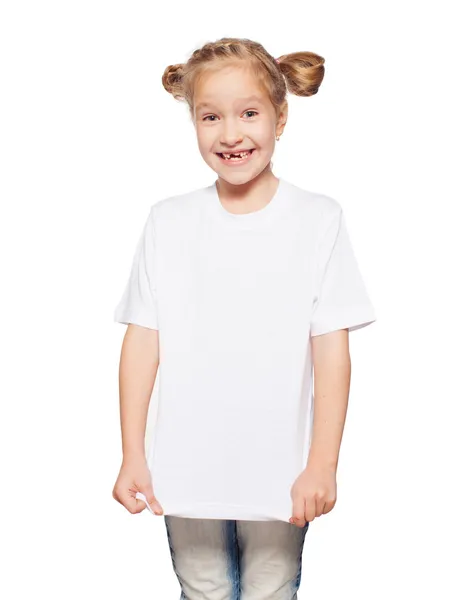 Child in white t-shirt — Stock Photo, Image