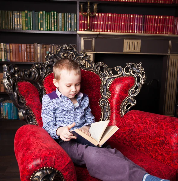 Menino leitura livro — Fotografia de Stock