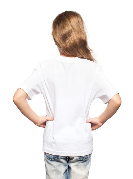 Ребёнок в белой футболке — стоковое фото