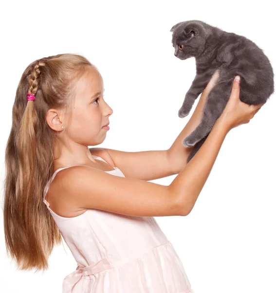 Girl with cat — Stock Photo, Image