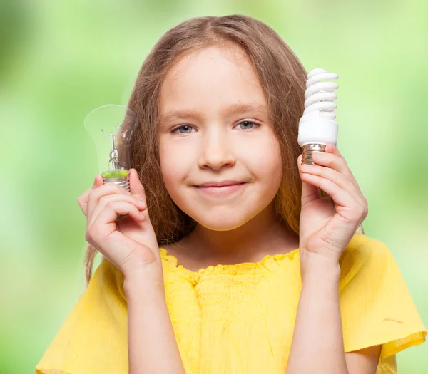 Child with bulbs — Stock Photo, Image