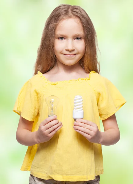 Criança com bulbos — Fotografia de Stock
