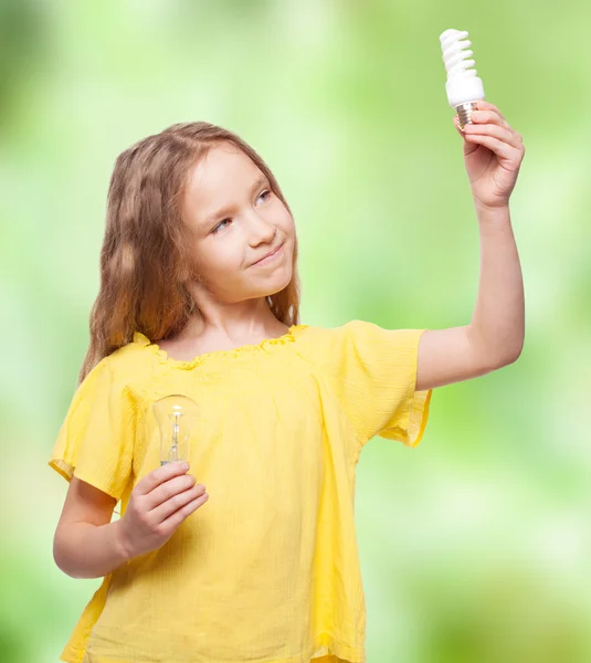 Child with bulbs — Stock Photo, Image