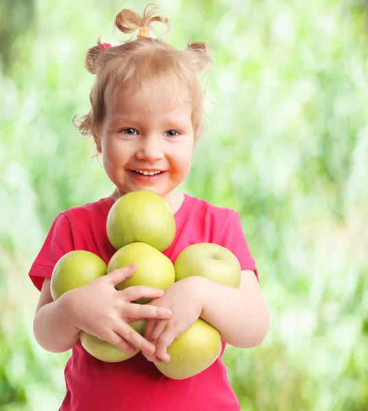 Kind met appels — Stockfoto