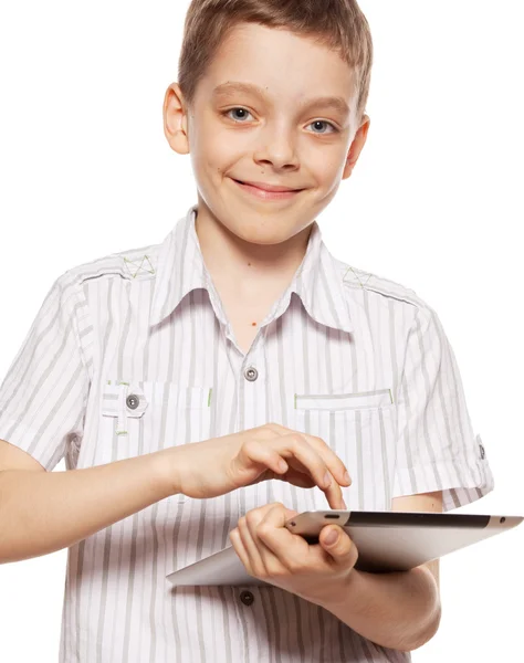 Barn med en TabletPC — Stockfoto