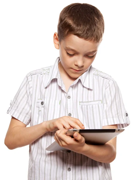 Niño con un Tablet PC — Foto de Stock