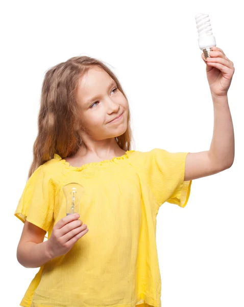 Child with bulbs — Stock Photo, Image