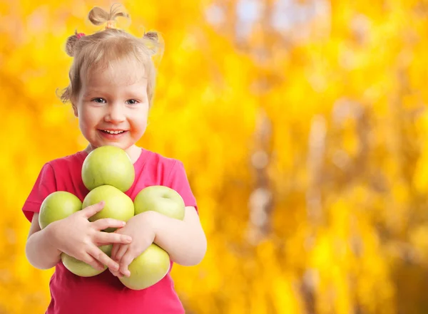 Παιδί με μήλα — Φωτογραφία Αρχείου