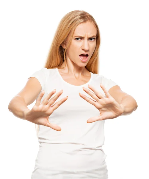 Mujer en fondo blanco — Foto de Stock