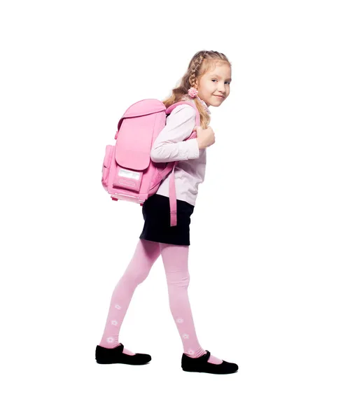 Criança com saco escolar — Fotografia de Stock