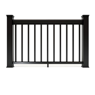 Tırabzan ayakları ile siyah metal tasarım korkuluk